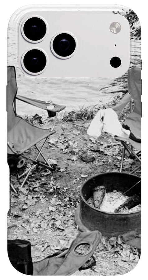 Empty Camp Chairs by the Lake - Phone Case