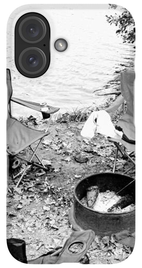 Empty Camp Chairs by the Lake - Phone Case