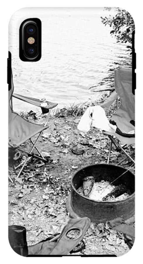 Empty Camp Chairs by the Lake - Phone Case