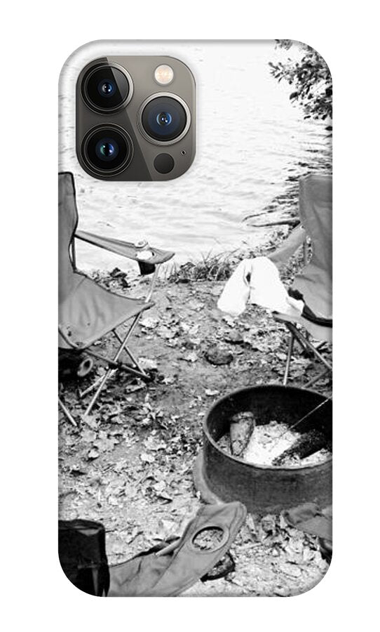 Empty Camp Chairs by the Lake - Phone Case