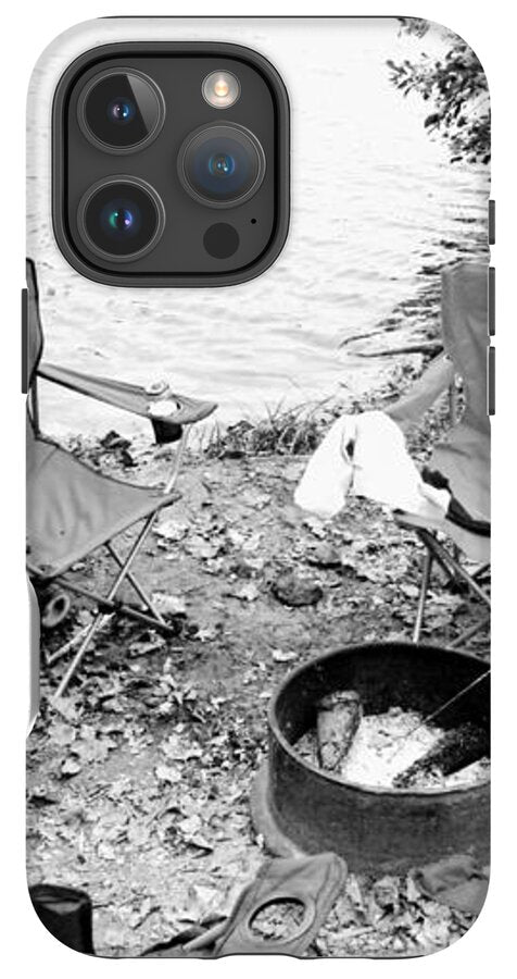 Empty Camp Chairs by the Lake - Phone Case