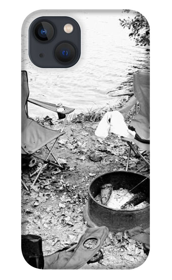 Empty Camp Chairs by the Lake - Phone Case