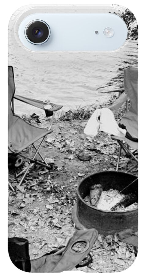 Empty Camp Chairs by the Lake - Phone Case