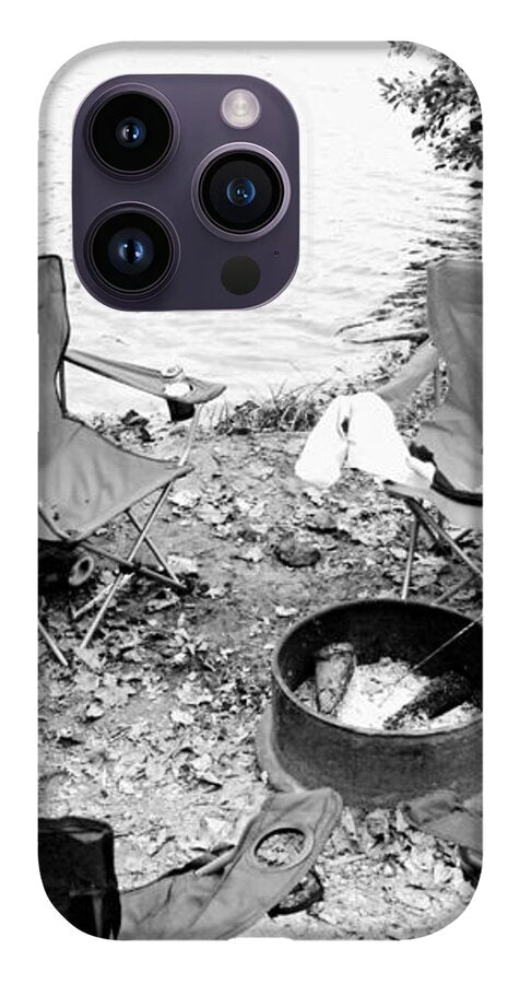 Empty Camp Chairs by the Lake - Phone Case