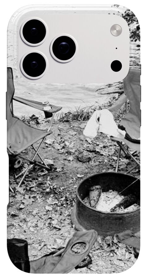 Empty Camp Chairs by the Lake - Phone Case