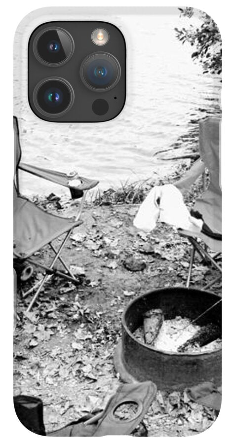 Empty Camp Chairs by the Lake - Phone Case