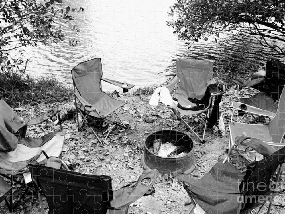 Empty Camp Chairs by the Lake - Puzzle