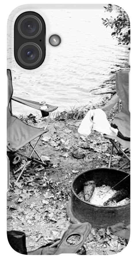 Empty Camp Chairs by the Lake - Phone Case
