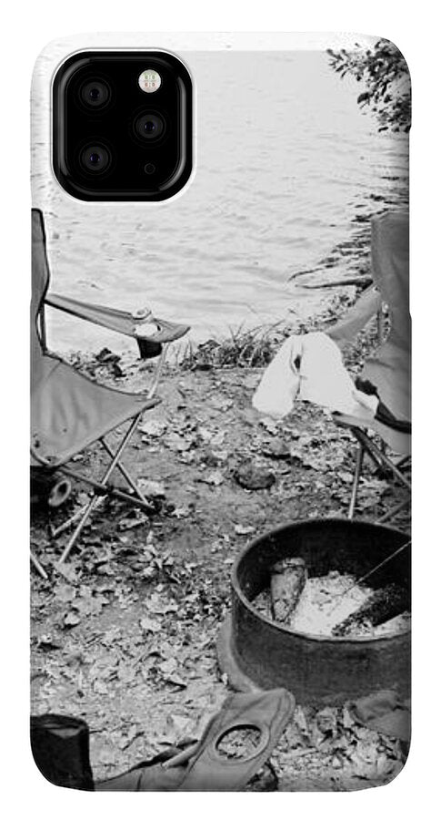 Empty Camp Chairs by the Lake - Phone Case