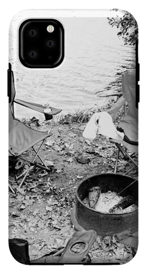 Empty Camp Chairs by the Lake - Phone Case