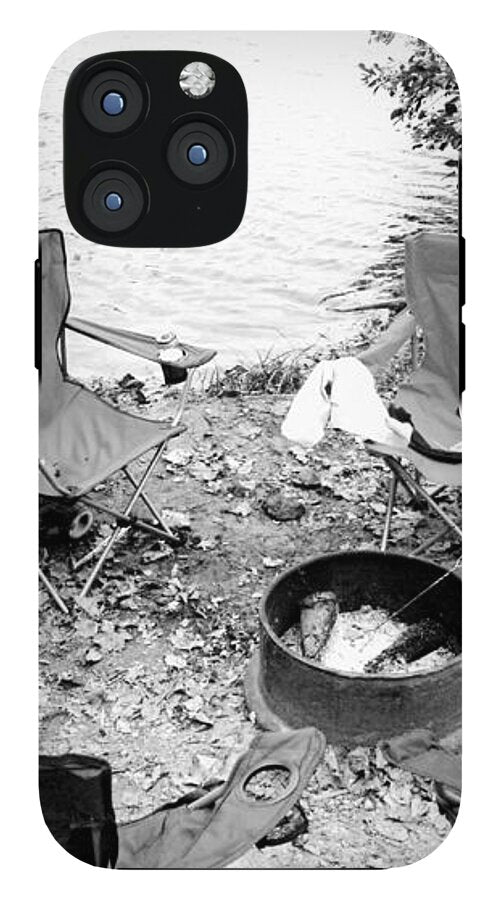 Empty Camp Chairs by the Lake - Phone Case
