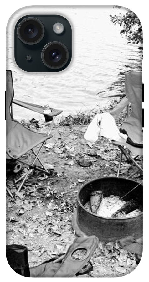 Empty Camp Chairs by the Lake - Phone Case