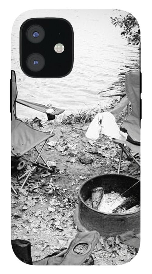 Empty Camp Chairs by the Lake - Phone Case