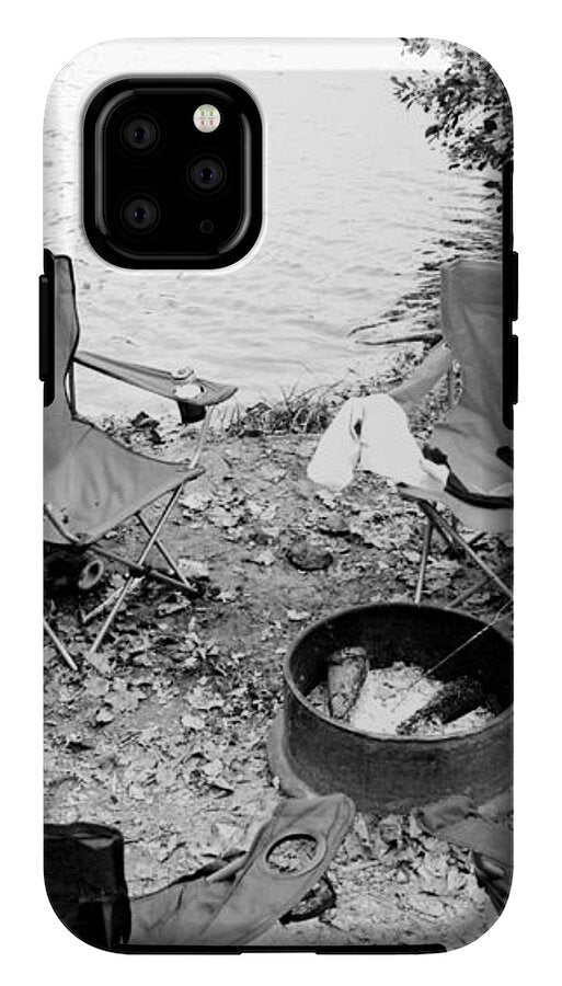 Empty Camp Chairs by the Lake - Phone Case