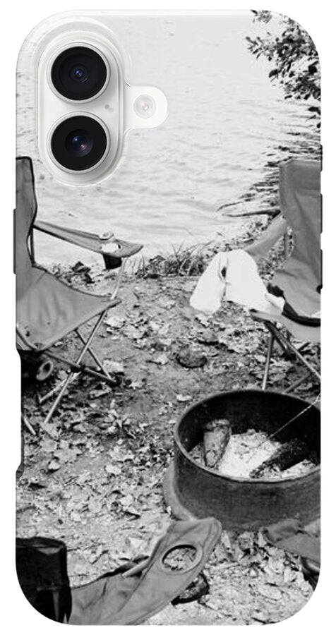 Empty Camp Chairs by the Lake - Phone Case