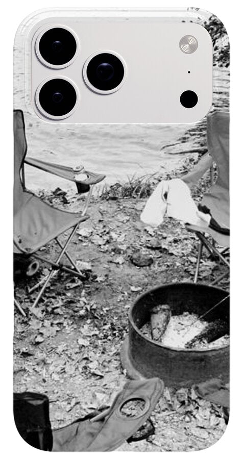 Empty Camp Chairs by the Lake - Phone Case