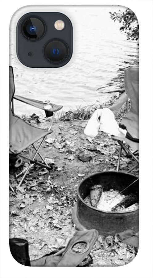 Empty Camp Chairs by the Lake - Phone Case