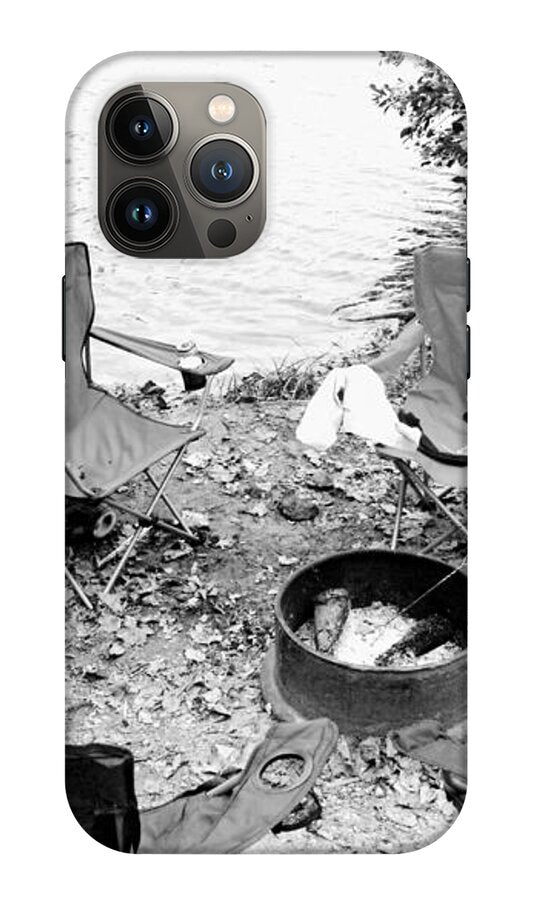 Empty Camp Chairs by the Lake - Phone Case