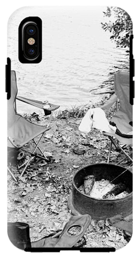 Empty Camp Chairs by the Lake - Phone Case