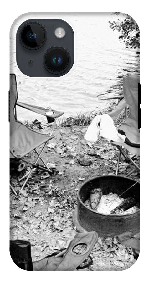Empty Camp Chairs by the Lake - Phone Case