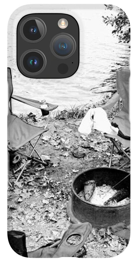 Empty Camp Chairs by the Lake - Phone Case