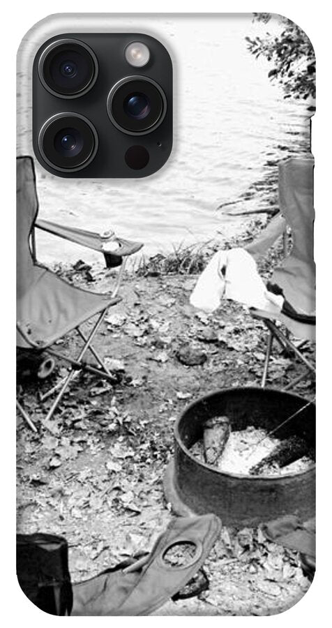 Empty Camp Chairs by the Lake - Phone Case