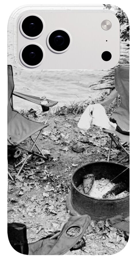 Empty Camp Chairs by the Lake - Phone Case