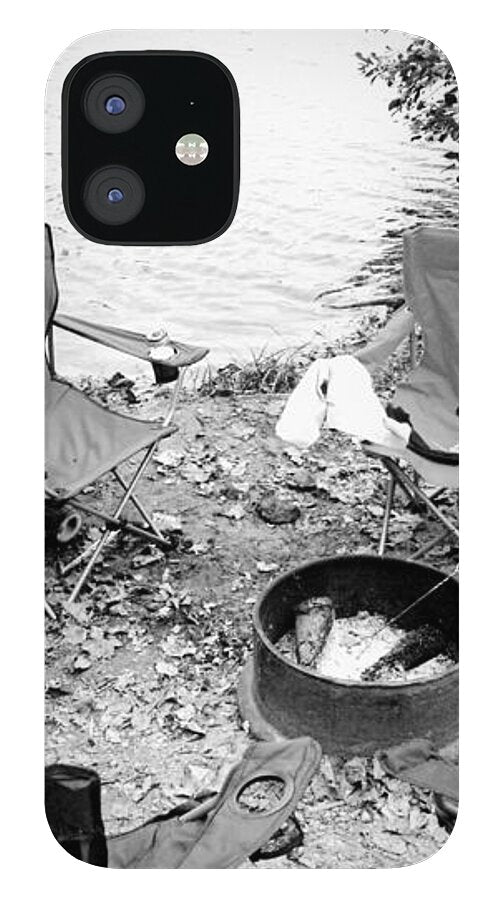 Empty Camp Chairs by the Lake - Phone Case