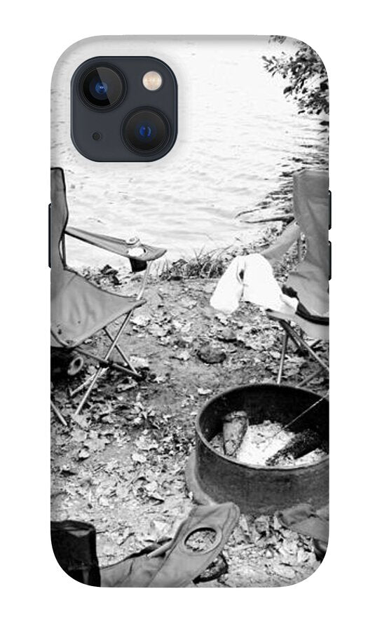 Empty Camp Chairs by the Lake - Phone Case