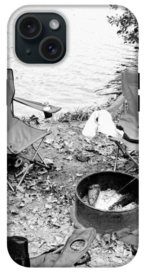 Empty Camp Chairs by the Lake - Phone Case
