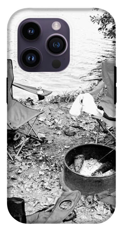 Empty Camp Chairs by the Lake - Phone Case
