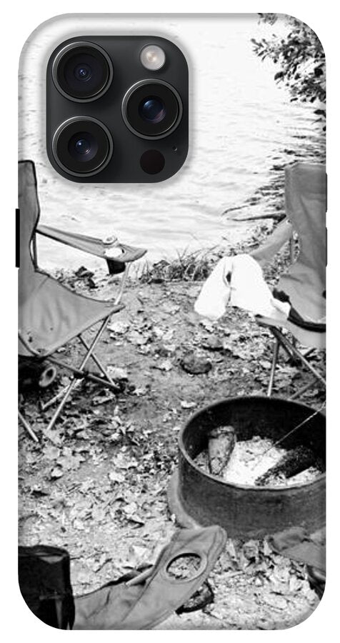 Empty Camp Chairs by the Lake - Phone Case