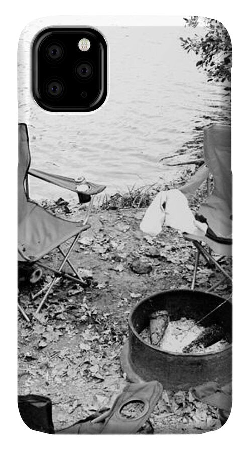 Empty Camp Chairs by the Lake - Phone Case