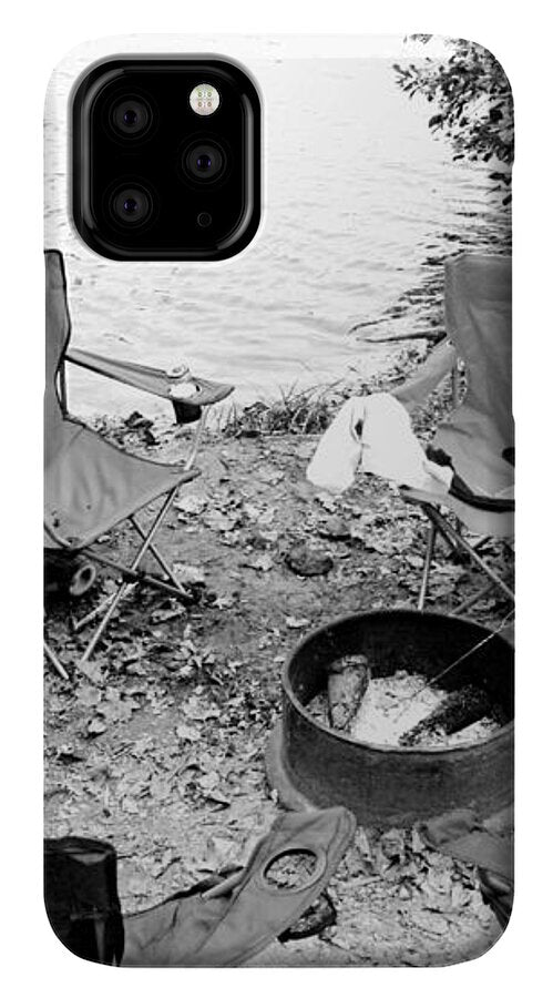 Empty Camp Chairs by the Lake - Phone Case