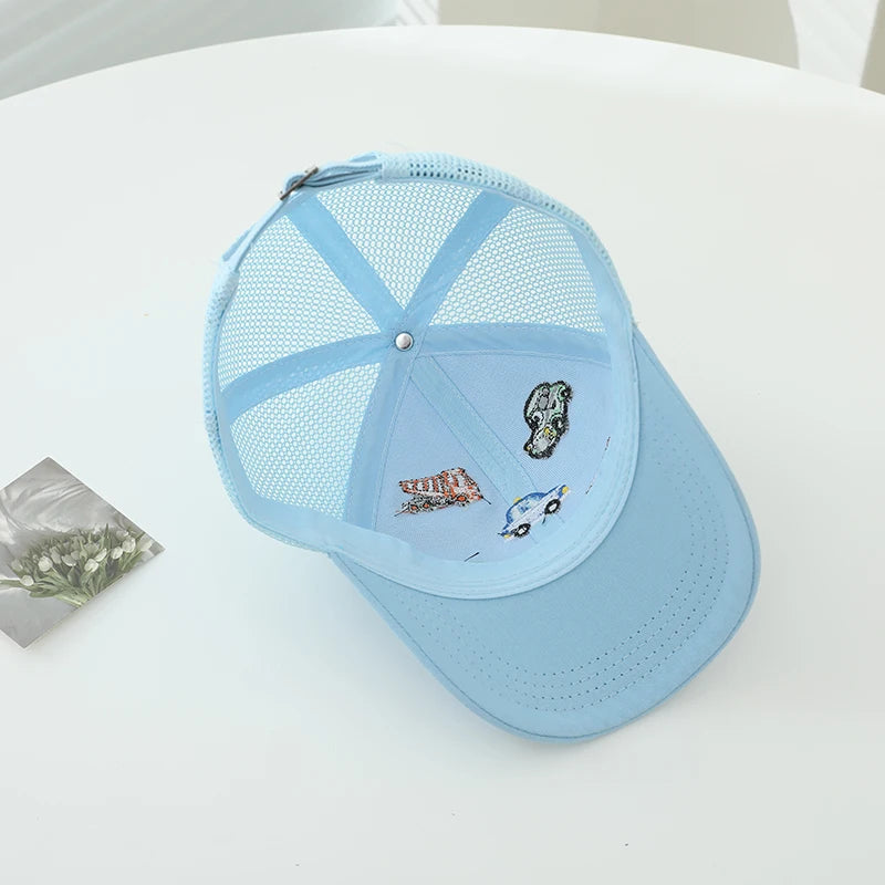 Children 2026 Summer New Kids Baseball Caps for Girls Boys Spring Baby Sun Hats Cartoon Vehicles Toddler Peaked Caps