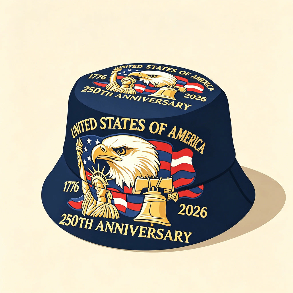 USA 250th Anniversary Bucket Hat Unisex Men Women Breathable Outdoor Travel Sun Protection 1776-2026 American Heritage Cap