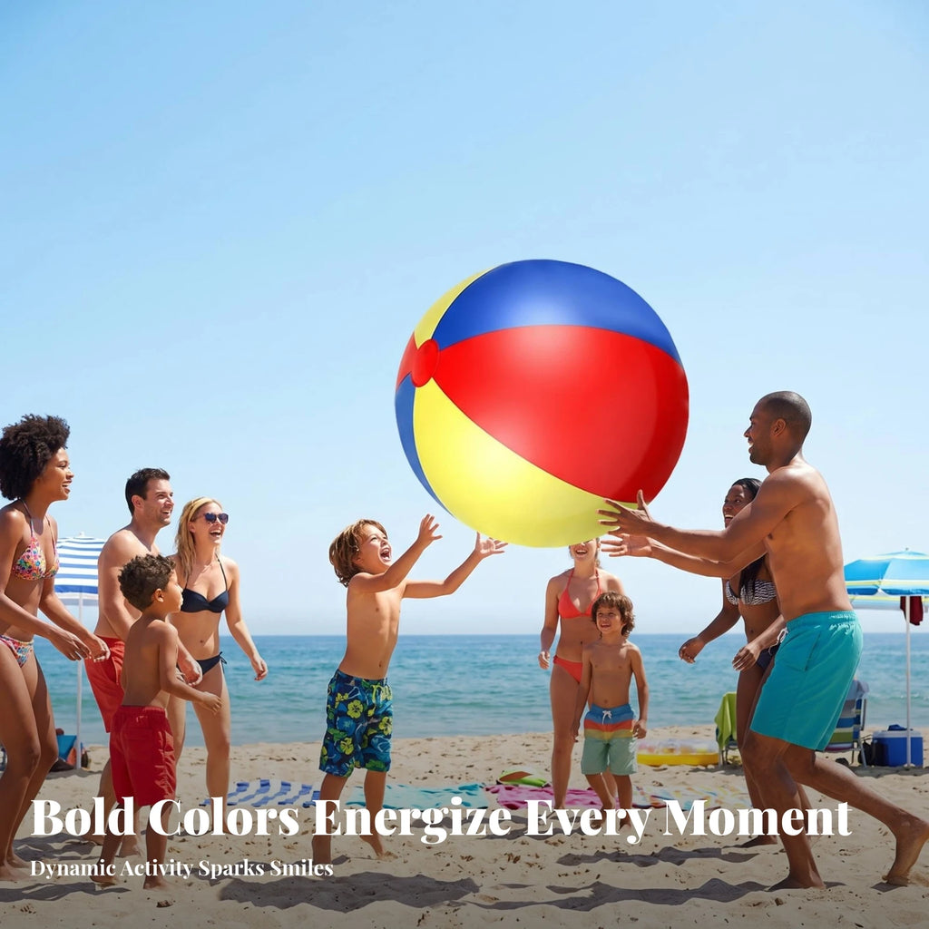 Bright Rainbow Colors Plaything Sealed Valve Large Beach Ball Toy Multicolor PVC Beach Ball for Outdoor Play, Families