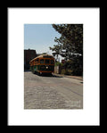 Framed Historic Streetcar Print on Cobblestone Street Wall Art Ready to Hang
