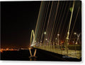 Illuminated Bridge at Night - Canvas Print
