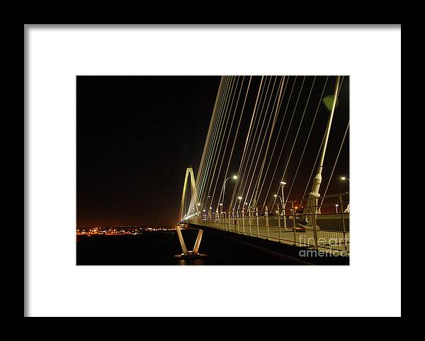 Illuminated Bridge at Night - Framed Print