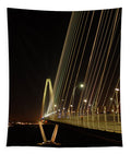 Illuminated Bridge at Night - Tapestry