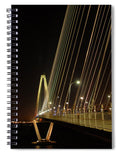Illuminated Bridge at Night - Spiral Notebook