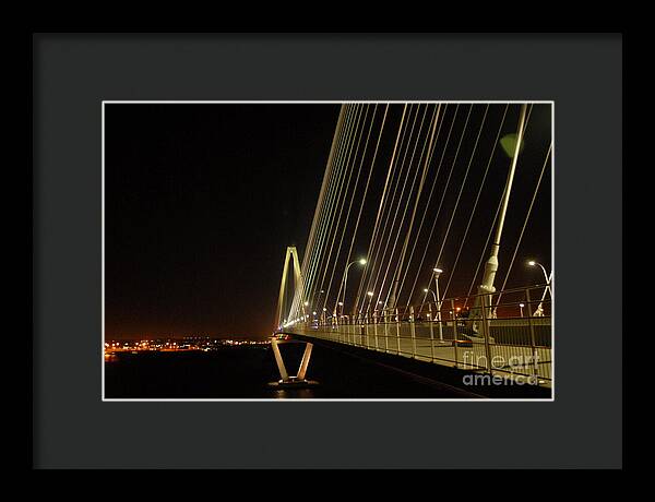 Illuminated Bridge at Night - Framed Print