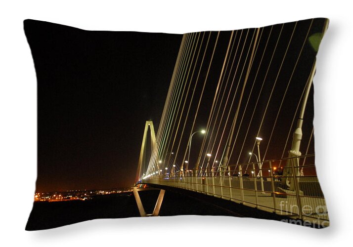 Illuminated Bridge at Night - Throw Pillow