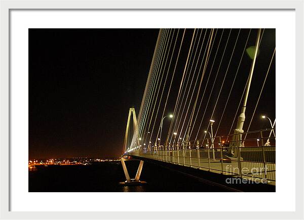 Illuminated Bridge at Night - Framed Print