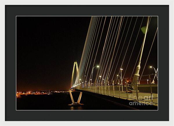 Illuminated Bridge at Night - Framed Print