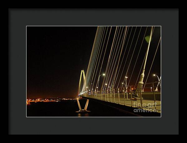Illuminated Bridge at Night - Framed Print