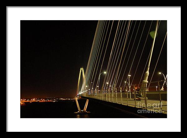 Illuminated Bridge at Night - Framed Print