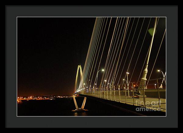 Illuminated Bridge at Night - Framed Print
