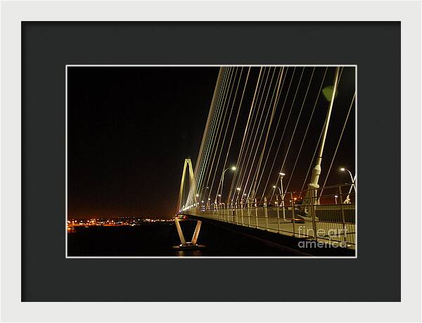 Illuminated Bridge at Night - Framed Print